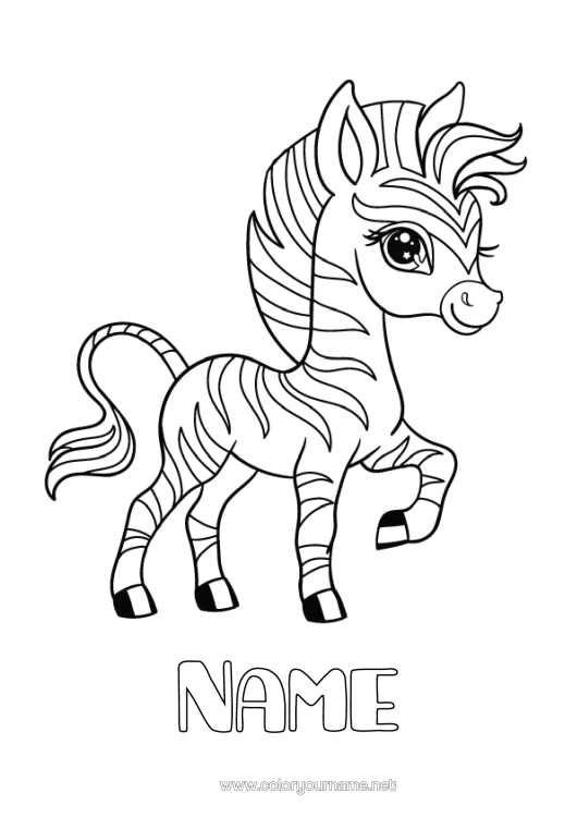 Colouring page to print Cute Zebra Animal Wild Animals Of Africa