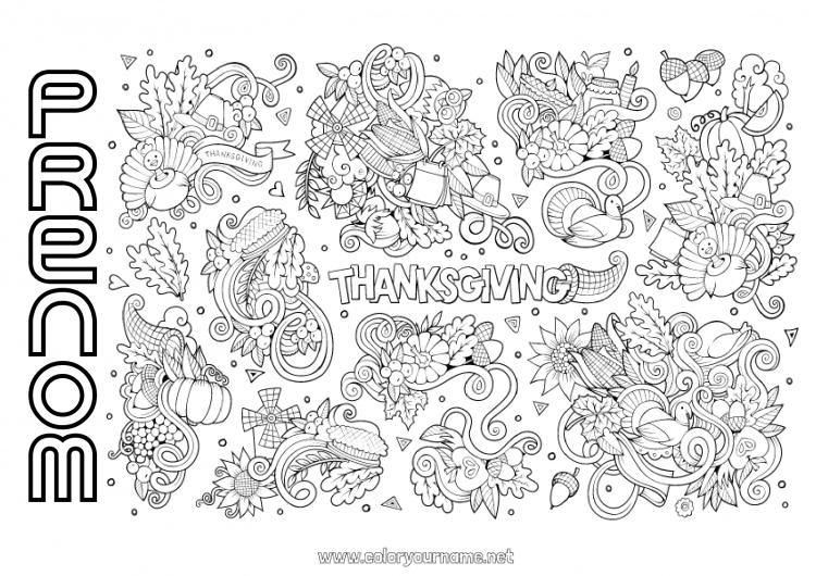 Coloriage à imprimer Thanksgiving Automne