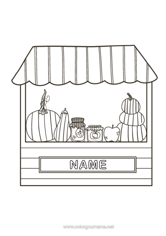 Colouring page to print Pumpkin Farmer Farm Jobs Sales Professions Stand Jam