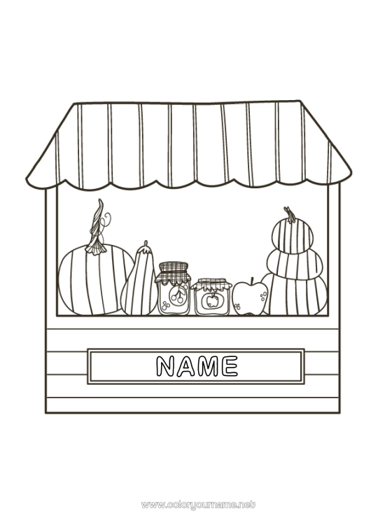 Coloring page to print Pumpkin Farmer Farm Professions Sales Careers Stand