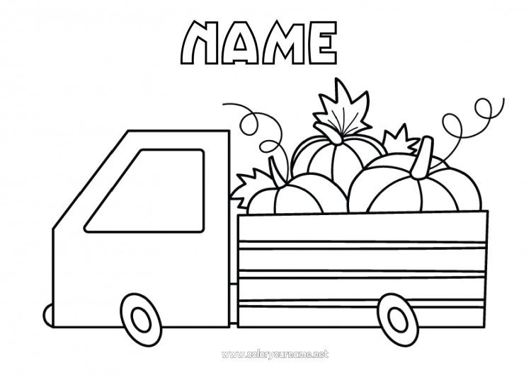 Coloring page to print Pumpkin Truck Farmer Trucks and utility vehicles Farm Professions