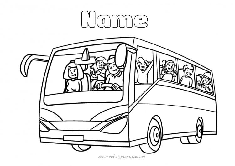 Coloring page to print Bus, coach Ground public transport Back to School