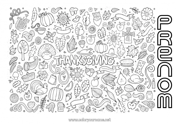 Coloriage à imprimer Thanksgiving Automne