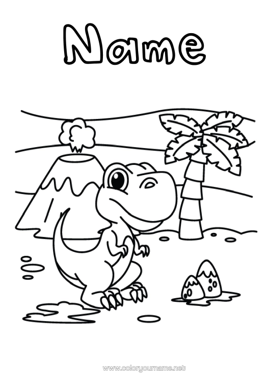 Colouring page to print Dinosaurs Volcano Animal