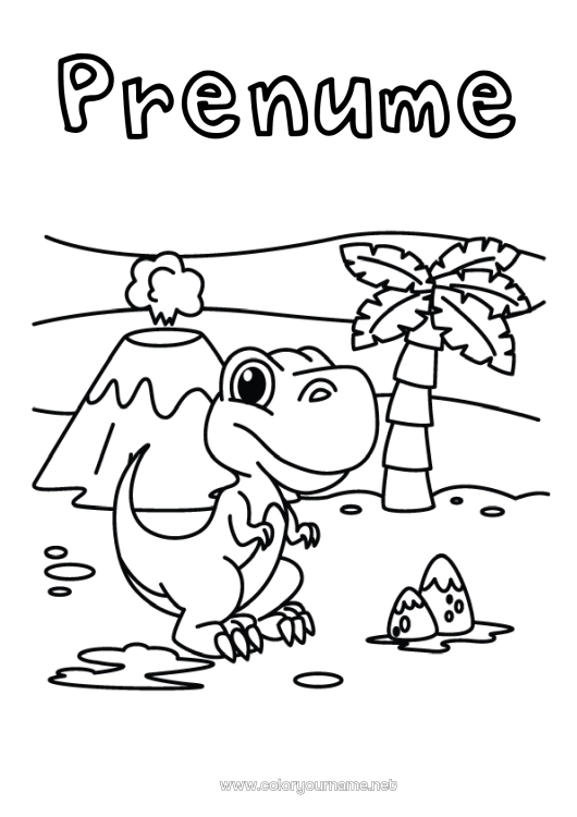 Pagină de colorat de imprimat Dinozauri Vulcan Animal