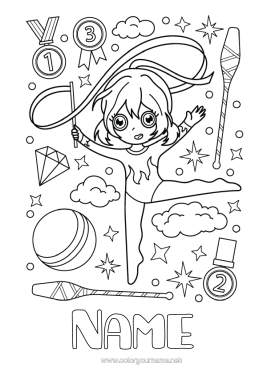 Colouring page to print Sport Cute Gymnastics Artistic Sports
