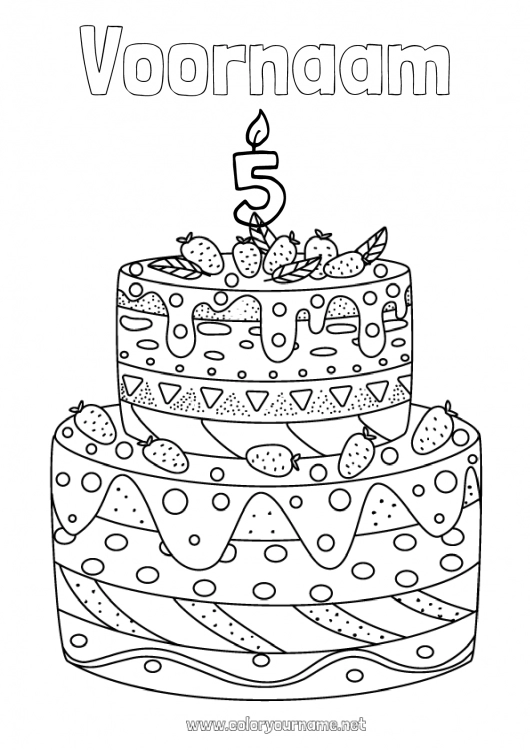 Kleurplaat om af te drukken Kaars Taart Verjaardag Complex Kleurplaten Aangepaste verjaardagsleeftijd