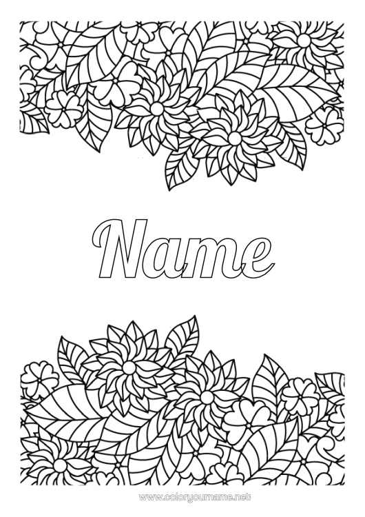 Colouring page to print Flowers Leaves Complex Colouring Pages