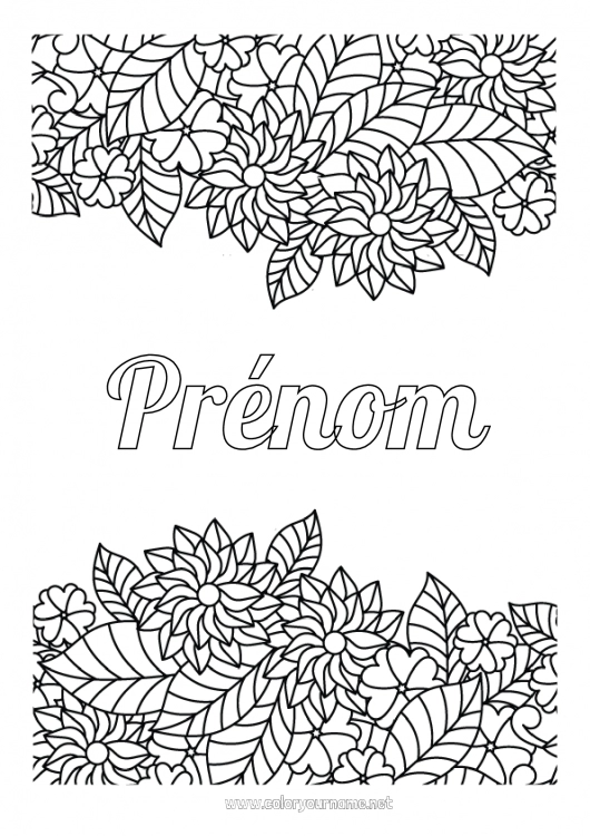 Coloriage à imprimer Fleurs Feuilles Coloriages complexes