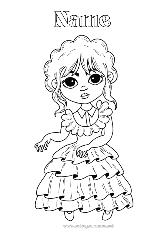 Colouring page to print Dance Girl The Addams Family Spain Artistic Sports Cartoon
