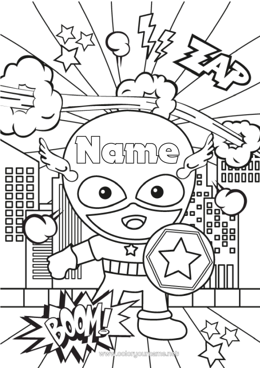 Coloring page to print Hero City ??landscape