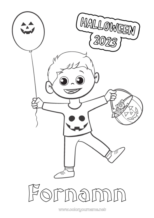 Färgläggningssida att skriva ut Ett godis eller ett spratt? Halloween Pojke 2023 Anmälan 