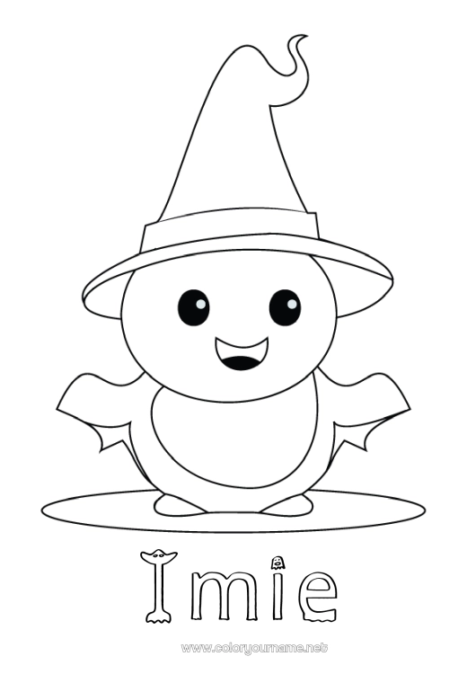 Kolorowanka do wydruku Duch Słodki Halloween Kapelusz