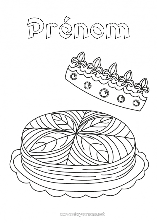 Coloriage à imprimer Couronne Épiphanie Galette des rois