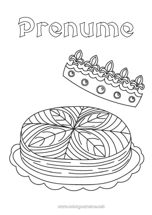 Pagină de colorat de imprimat Coroană Epifania Pâine regală