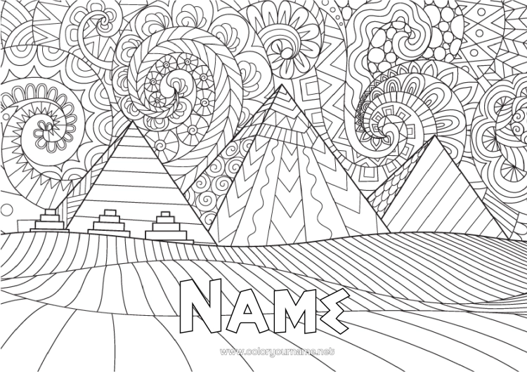 Coloring page to print Egypt Complex coloring pages Africa Country Pyramid