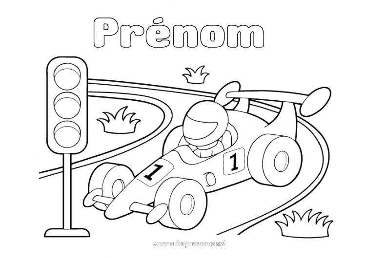 Coloriage à imprimer Véhicules Formule 1 Course Voiture de course Véhicules de course et circuits Sports mécaniques