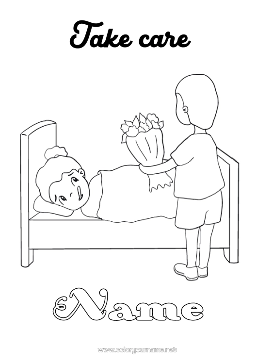 Colouring page to print Ill Bed