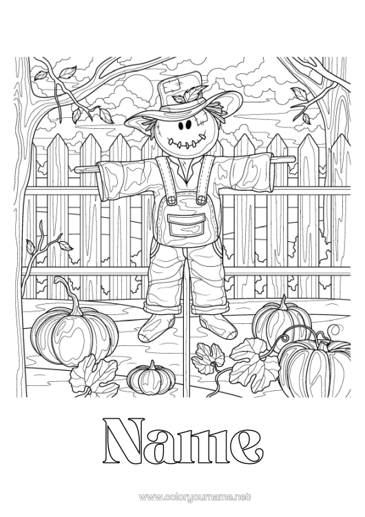 Colouring page to print Farm Zentangle Scarecrow