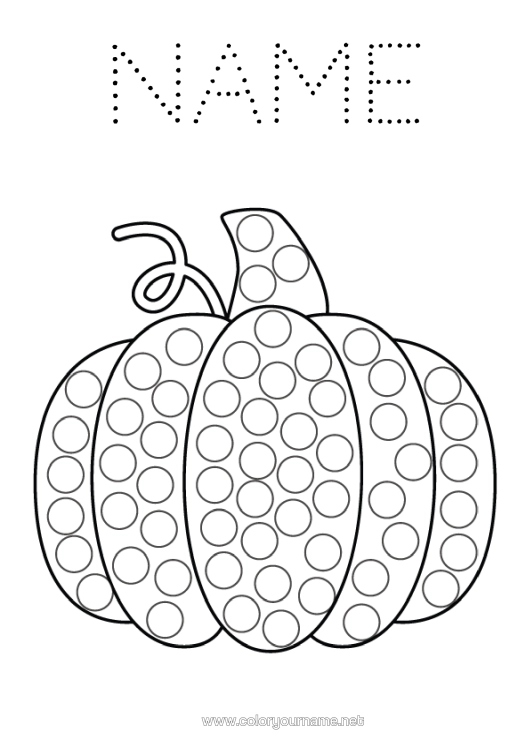 Colouring page to print Pumpkin Children's Activities Spot Markers Easy Colouring Pages