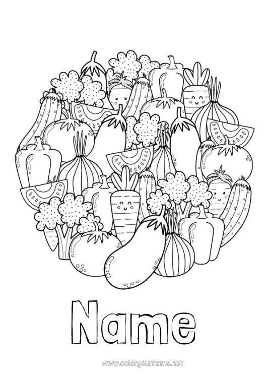Colouring page to print Pumpkin Mandala Vegetables Carrot
