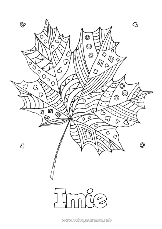 Kolorowanka do wydruku Jesień Liście Zentangle Klon