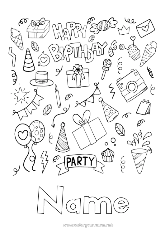 Colouring page to print Birthday