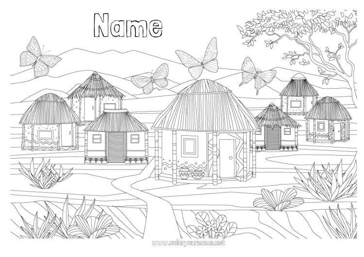 Coloring page to print Complex coloring pages Africa