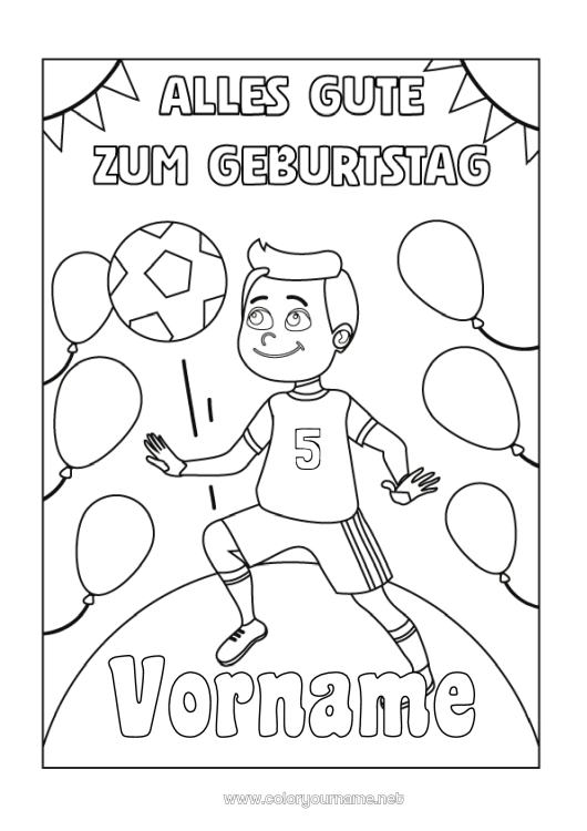 Malvorlage zum Ausdrucken Fußball Fußball Geburtstag Alles Gute zum Geburtstag (Französisch) Nachricht Angepasstes Geburtstagsalter Mannschaftssportarten