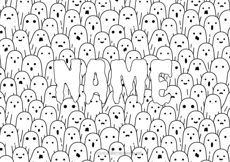 Coloring page to print Ghost Decorated name Complex coloring pages