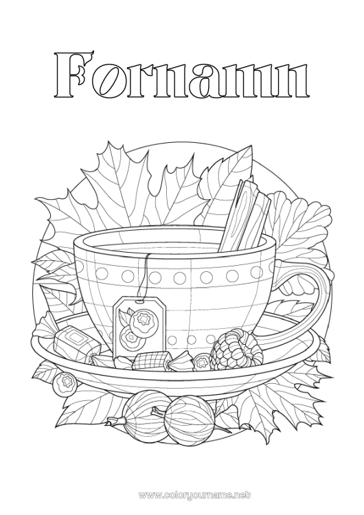 Färgläggningssida att skriva ut Te Dryck Komplexa målarbilder Zentangle