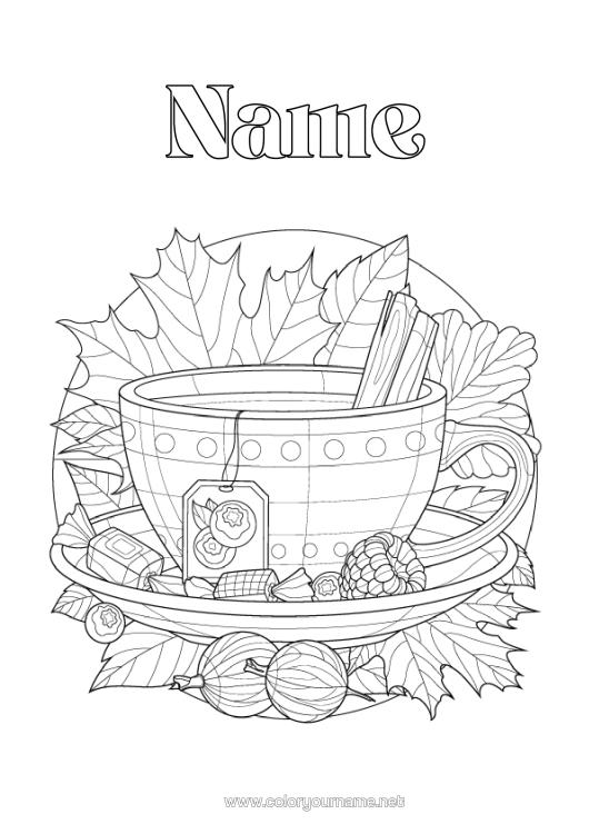 Colouring page to print Tea Drink Complex Colouring Pages Zentangle