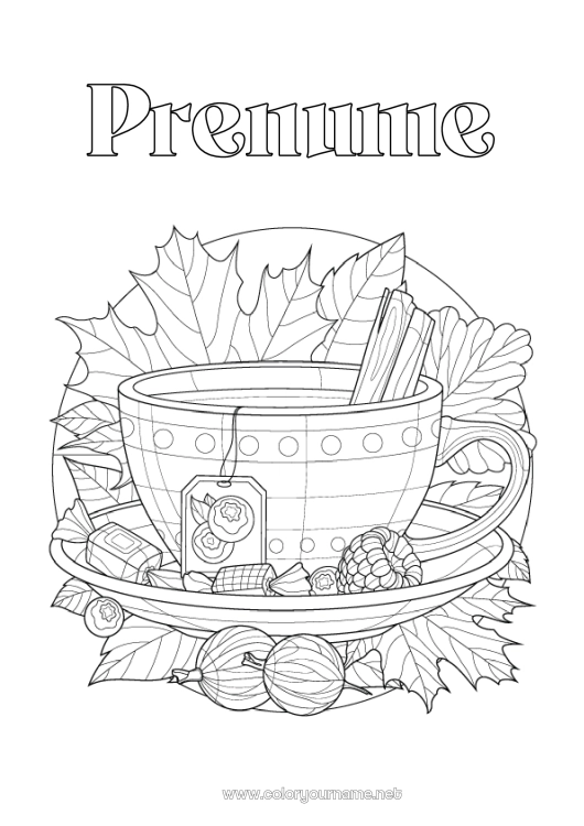 Pagină de colorat de imprimat Ceai Băutură Desene de colorat complexe Zentangle