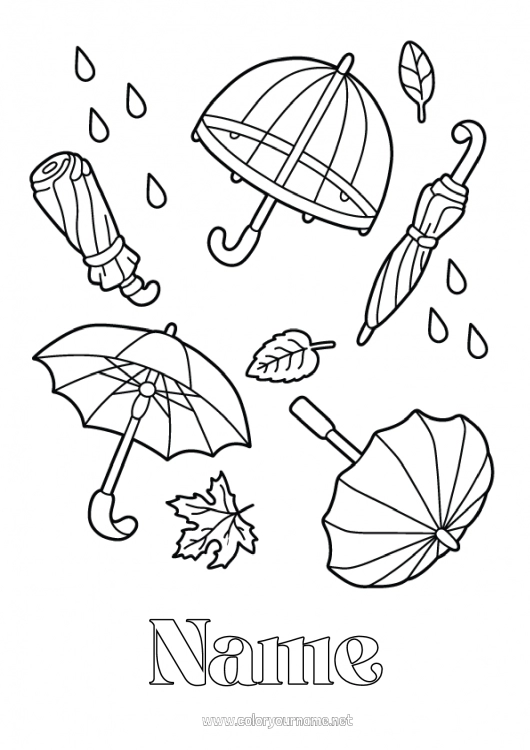 Coloring page to print Umbrella Rain