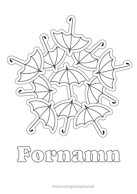 Färgläggningssida att skriva ut Mandala Paraply