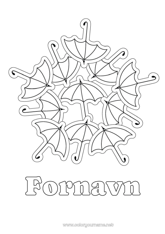 Fargeleggingssiden til utskrift Mandala Paraply