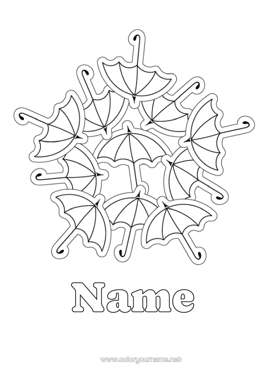 Colouring page to print Mandala Umbrella