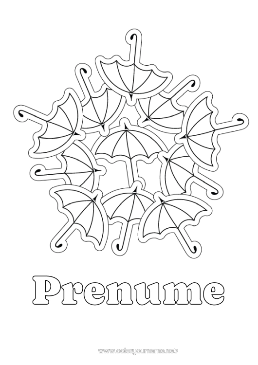 Pagină de colorat de imprimat Mandala Umbrelă