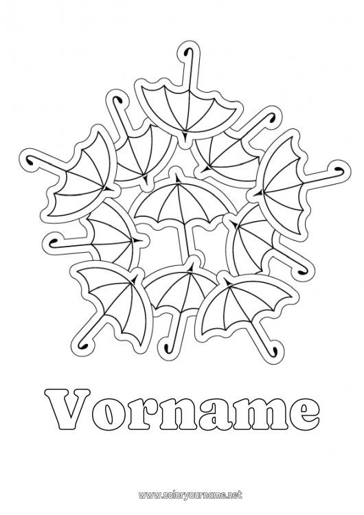 Malvorlage zum Ausdrucken Mandala Regenschirm