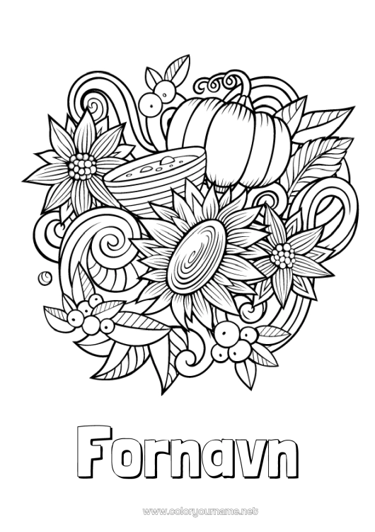 Fargeleggingssiden til utskrift Høst Symboler Doodle Zentangle