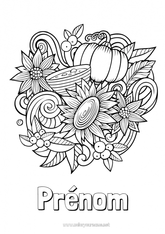 Coloriage à imprimer Automne Symboles Doodle Zentangle