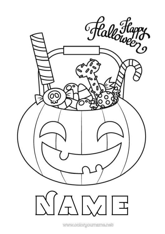 Colouring page to print Sweets Pumpkin Halloween Halloween Sign-Up