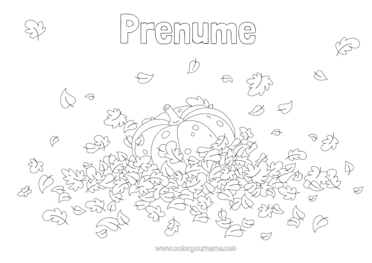 Pagină de colorat de imprimat Dovleac Halloween Toamnă Frunze Legume Dovleac