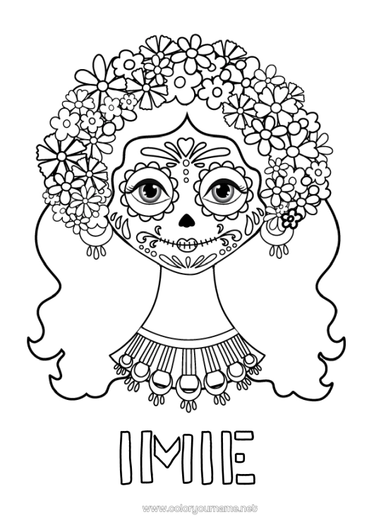 Kolorowanka do wydruku Dzień Zmarłych Meksyk Catrina