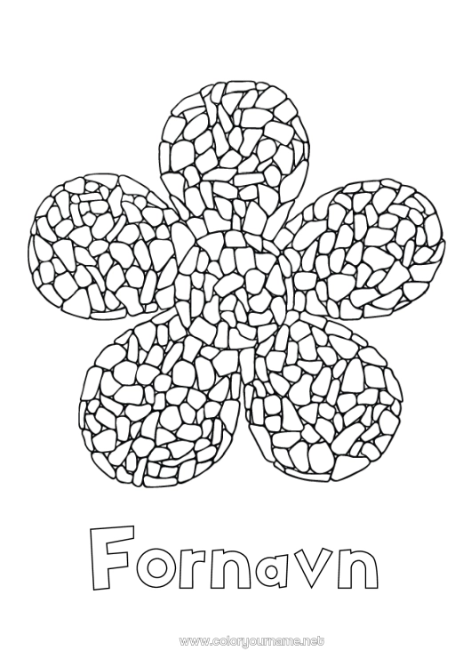 Fargeleggingssiden til utskrift Blomster Mosaikker