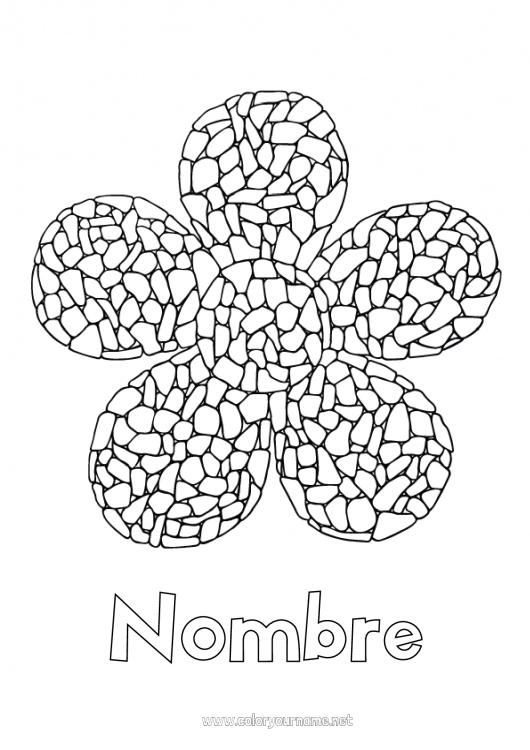 Dibujo para colorear para imprimir Flores Mosaicos