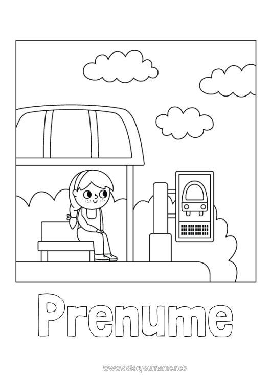 Pagină de colorat de imprimat Vehicule Autobuz, microbuz Transport public terestru