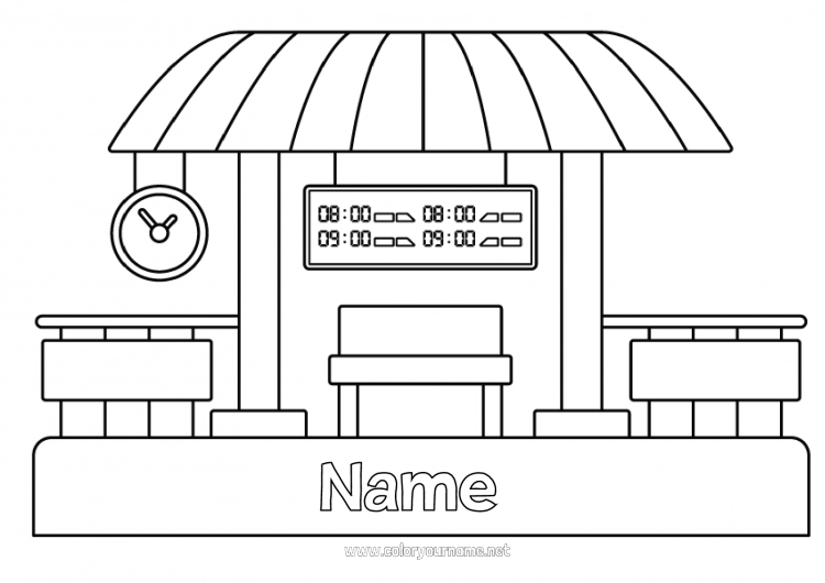 Coloring page to print Train Bus, coach Ground public transport