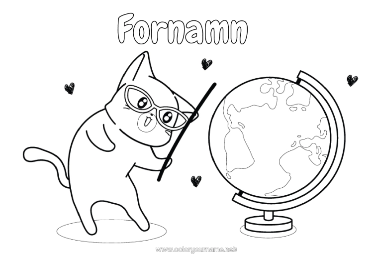 Färgläggningssida att skriva ut Katt Geografi Hundar och katter Jordglob