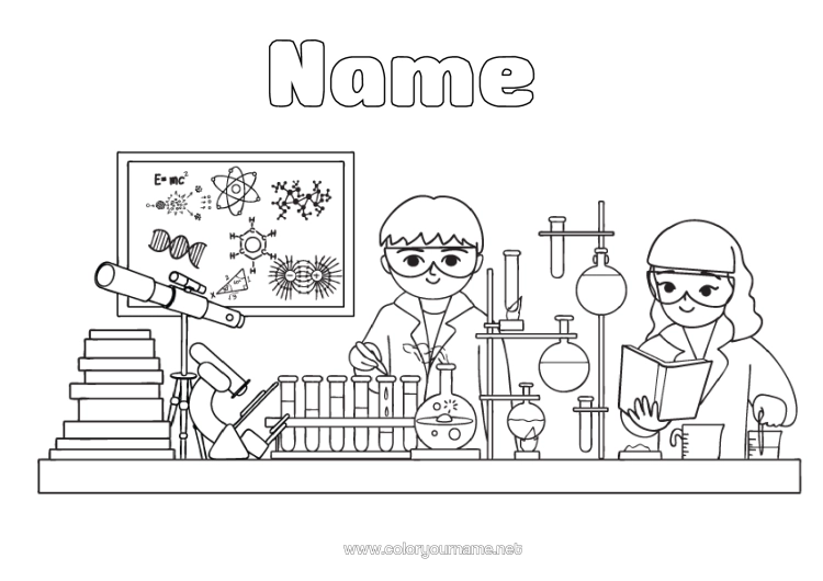 Colouring page to print Exploration Professions Classroom Scientist Science Telescope